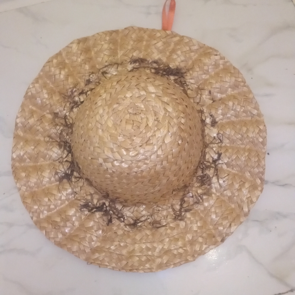 Wall Decor Straw Hat With Grass Decor On Top